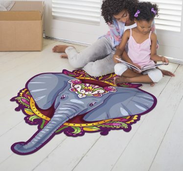 Elefánt alakú mandala vinyl szőnyeg - TenStickers