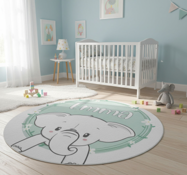 Elefánt névvel vinil szőnyeg gyerekeknek - TenStickers