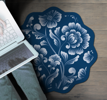 Elegáns kék virág virágszőnyeg - TenStickers