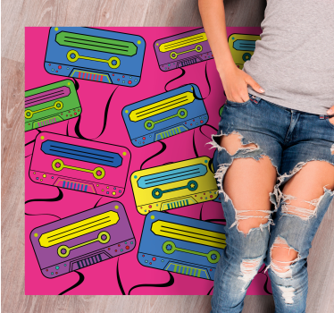 élénk kazetták vinil szőnyeg tinik - TenStickers