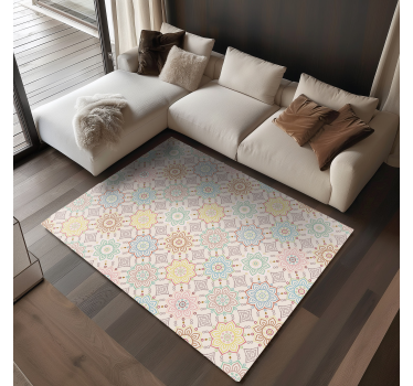 Geometriai mandala minta vinil szőnyeg virágok és növények - TenStickers