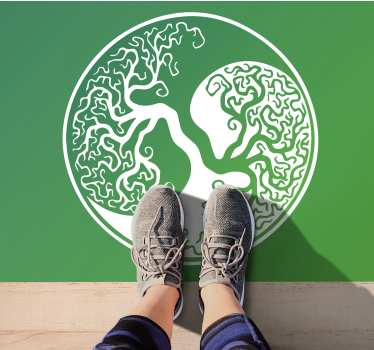 Eredeti yin yang fája az élet téglalap alakú juta szőnyeg - TenStickers