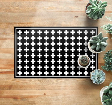 Fehér és fekete kereszt minimalista szőnyeg - TenStickers