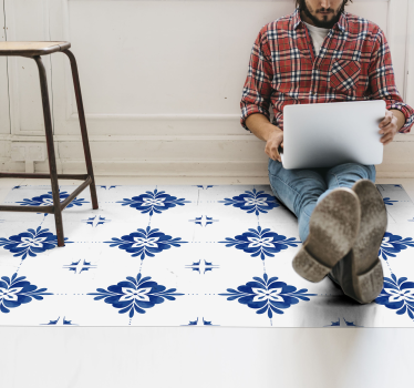 Fehér és kékeszöld csempe vinyl mat - TenStickers