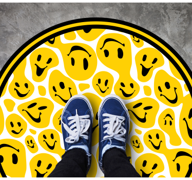 Fehér és sárga smiley hangulatjelek tizenéves szőnyegek hálószobá - TenStickers