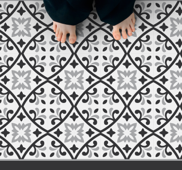 Fehér és szürke klasszikus geometriai cserépszőnyeg - TenStickers