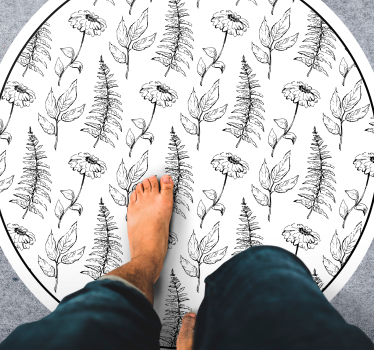 Fekete-fehér tulipán mintás virágszőnyeg - TenStickers