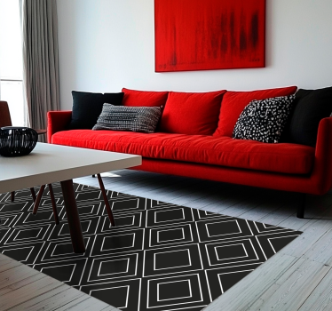 Fekete vinil szőnyeg geometrikus vonal design - TenStickers