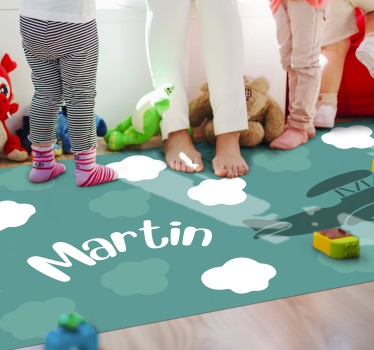 Felhők és repülőgép névvel vinil szőnyeg mások - TenStickers