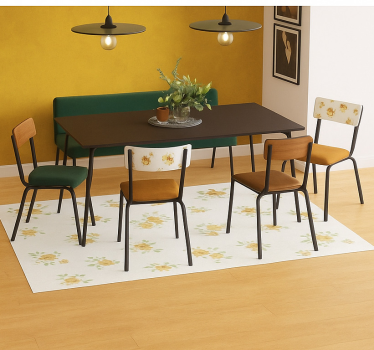 Finom virágmintás chintz vinil szőnyeg étkező - TenStickers