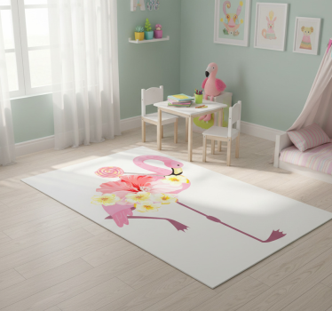 Flamingó virágmintás vinil szőnyeg Állat - TenStickers
