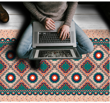 Geometriai virágos boho mintás hálószoba szőnyeg - TenStickers