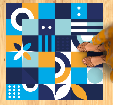 Geometrikus színes formák vinil szőnyeg csempe hatás - TenStickers