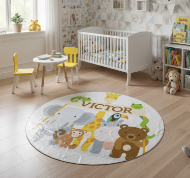 Névvel üdvözlő állatok vinil szőnyeg gyerekek - TenStickers