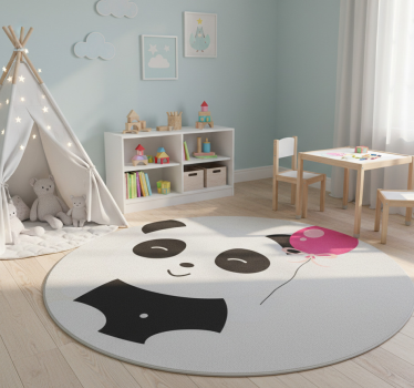 Panda medve rózsaszín lufival vinil szőnyeg gyerekek - TenStickers