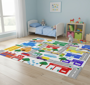 Színes nagyváros vinil szőnyeg gyerekeknek - TenStickers