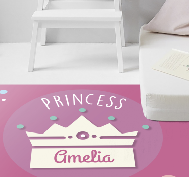 Hercegnő koronával és névvel gyerek vinyl szőnyeg - TenStickers