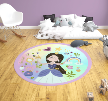 Hercegnő többszínű háttér gyerekek vinyl szőnyeg - TenStickers