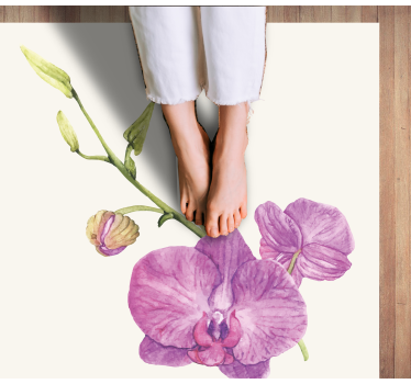 Illusztrált orchidea fehér háttér virágszőnyeg - TenStickers