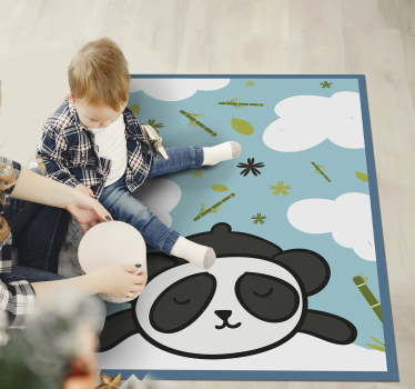 Imádnivaló panda és levelek állati szőnyeg - TenStickers