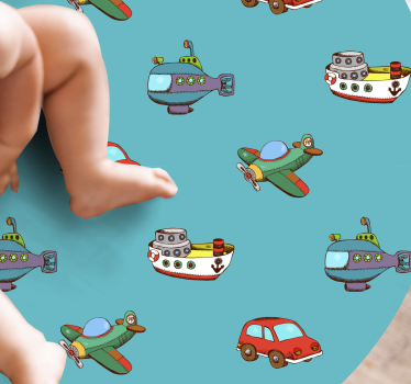 Játékjárművek kalandja vinil szőnyeg óvodák - TenStickers