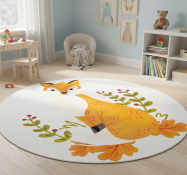 Játékos narancssárga róka vinil szőnyeg állat - TenStickers
