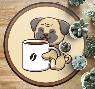 Kávé mopsz állati vinil szőnyeg - TenStickers