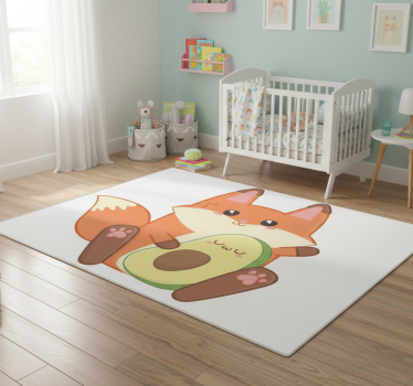 Kawaii róka avokádóval vinil szőnyeg gyerekeknek - TenStickers