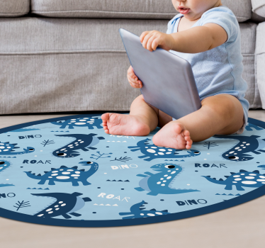 Kék dinoszauruszok ordítanak és dino vinyl szőnyeg - TenStickers