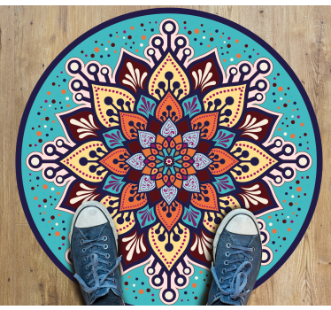 Kék és narancssárga nap formája mandala szőnyeg - TenStickers