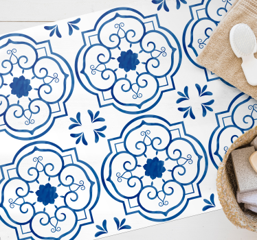 Kék fürdőszoba csempe szőnyeg - TenStickers