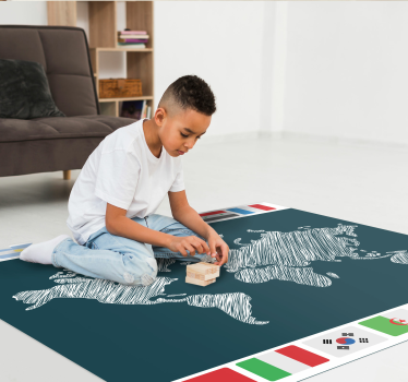 Kék háttér ország zászlók vinil megjelenítése szőnyeg - TenStickers