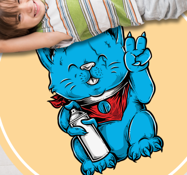 Kék macska cumisüveggel vinil szőnyeg állat - TenStickers