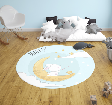 Kerek hold és csillagok vinyl szőnyeg - TenStickers