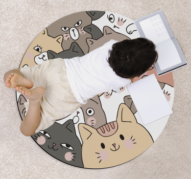 Kerek macskák gyerek vinil szőnyeg - TenStickers