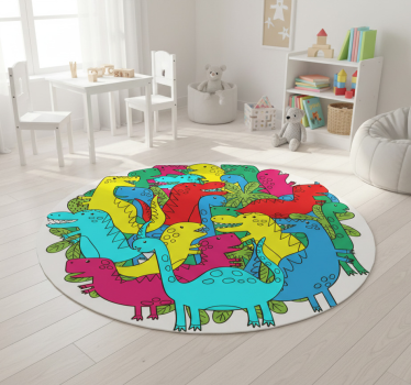 Kerek színes dínó gyerekeknek vinil szőnyeg állat - TenStickers