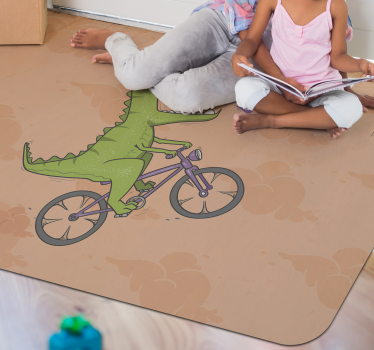 Kerékpáros dinoszaurusz üvöltése vinil szőnyeg gyerekek - TenStickers