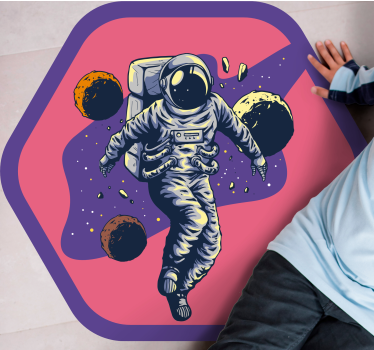 Kézzel rajzolt űrhajós repülő stílusú hálószobai szőnyeg - TenStickers