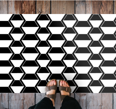 Geometrikus fekete-fehér minta vinil szőnyeg geometriai - TenStickers