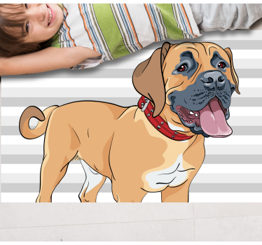 Kutya egy piros nyaklánc hálószoba szőnyeg - TenStickers