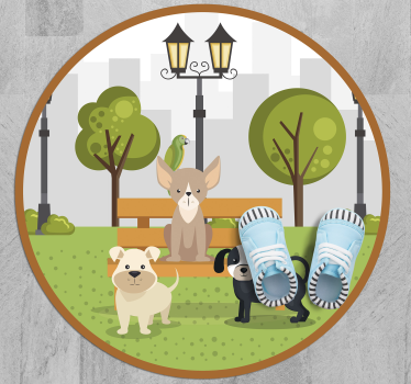 Kutyák a parkban vinil szőnyeg állat - TenStickers