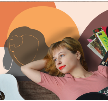 Lány sziluettje hold kortárs szőnyegek mögött - TenStickers
