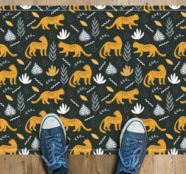 Leopárdmintás levelek vinil szőnyeg állat - TenStickers