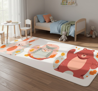 Maci és erdei nyulak vinil szőnyeg állat - TenStickers