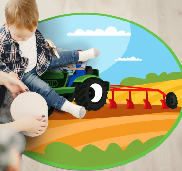 Mezőgazdasági traktor jelenet vinil szőnyeg gyerekek - TenStickers