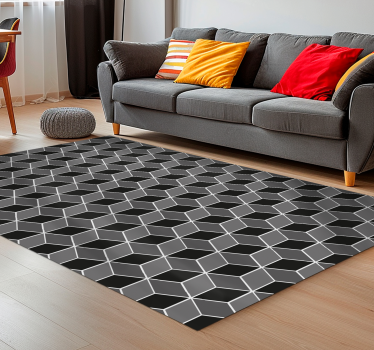 Modern 3d kocka Vinil szőnyeg fekete - TenStickers