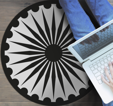 Monokróm mandala vinil szőnyeg modern - TenStickers