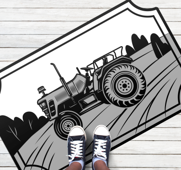 Monokróm traktor vinil szőnyeg mások - TenStickers