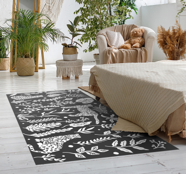 Monstera és leopárdok vinil szőnyeg természet - TenStickers