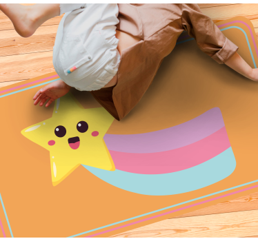 Mosolygó csillag szivárvány vinil szőnyeg gyerekek - TenStickers